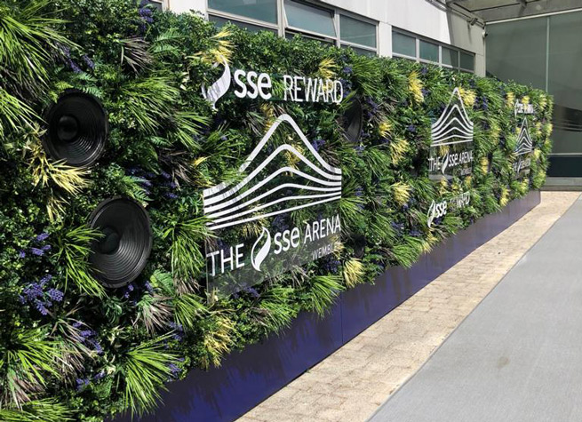 beautiful artificial green wall at sse arena wembley